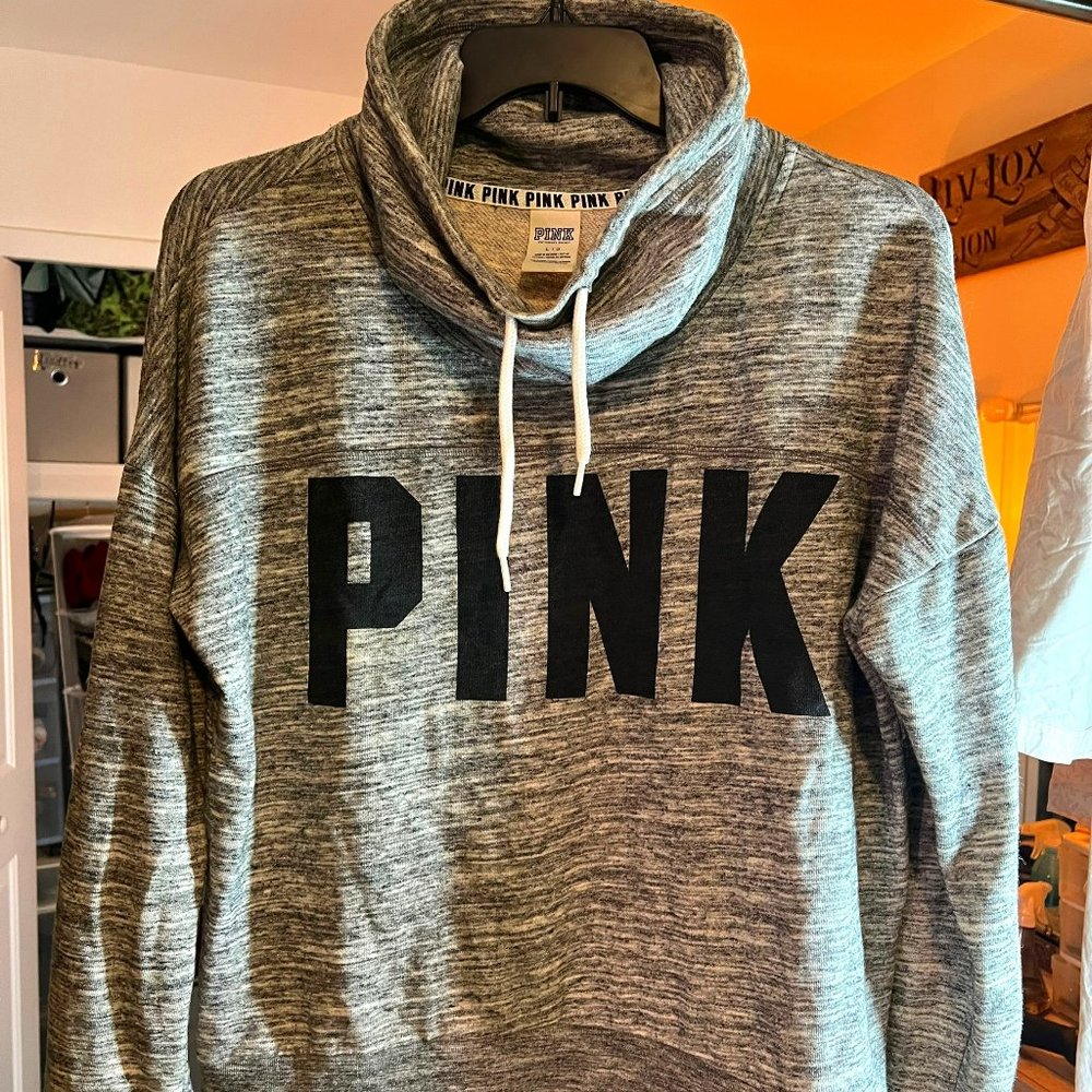 Grey Size L PINK Cowl Neck Hoodie